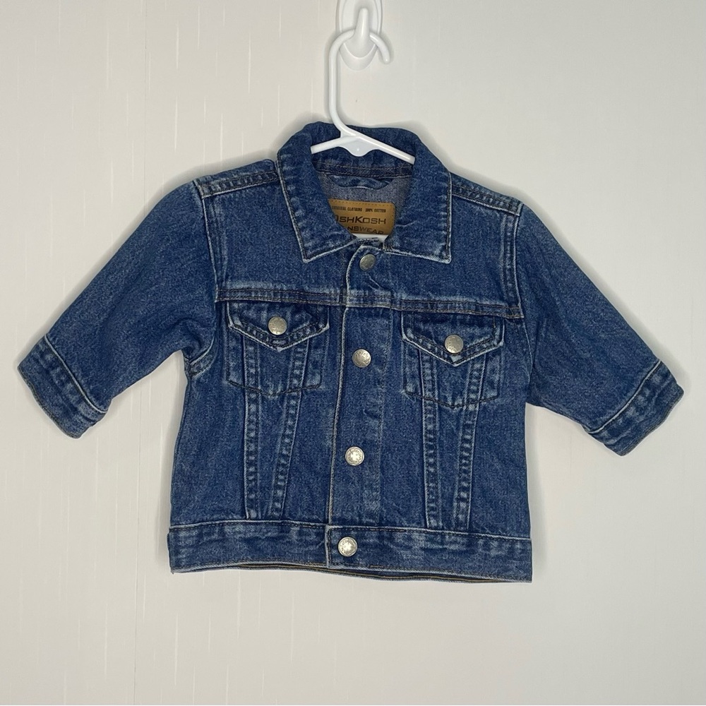 Vintage Oshkosh Baby Jean Jacket Classic Cotton Denim Unisex 3-6M - Picture 2 of 15